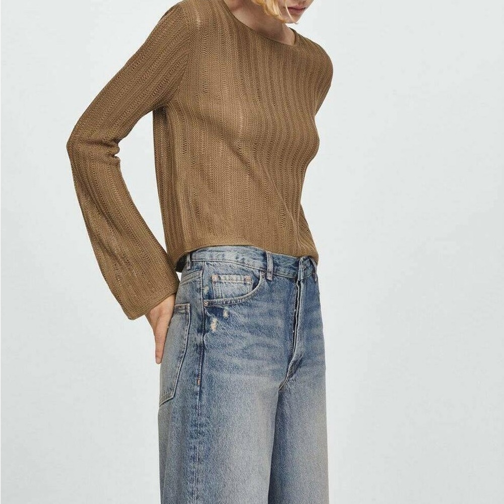 Mango Tierra Jumper Brown Long Sleeve Knit Top - Picture 3 of 11
